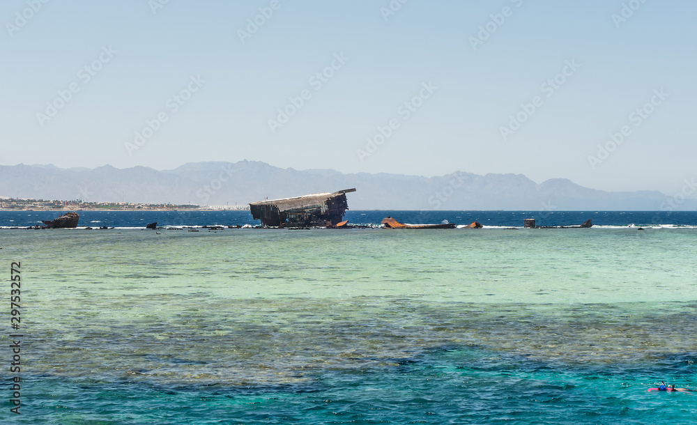 Red sea Tiran island Bay Akaba Shipwreck wreck cargo ship in Egypt