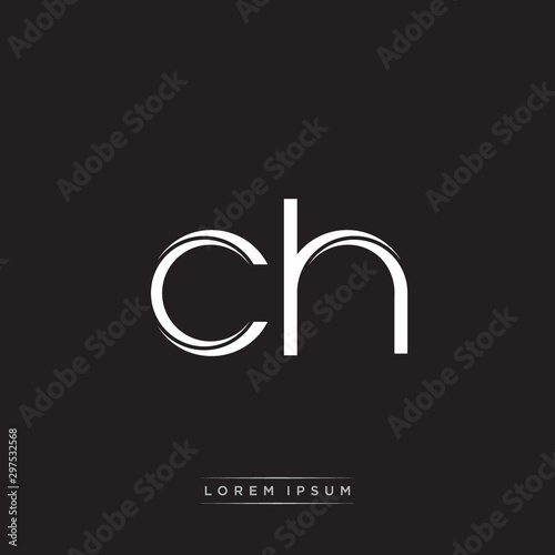 CH Initial Letter Split Lowercase Logo Modern Monogram Template Isolated on Black White