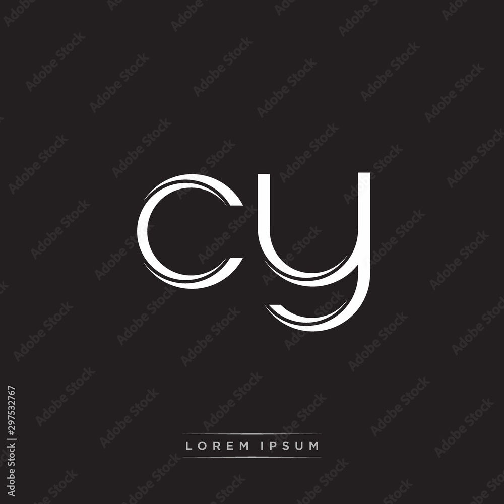 CY Initial Letter Split Lowercase Logo Modern Monogram Template Isolated on Black White CY Initial Letter Split Lowercase Logo Modern Monogram Template Isolated on Black White