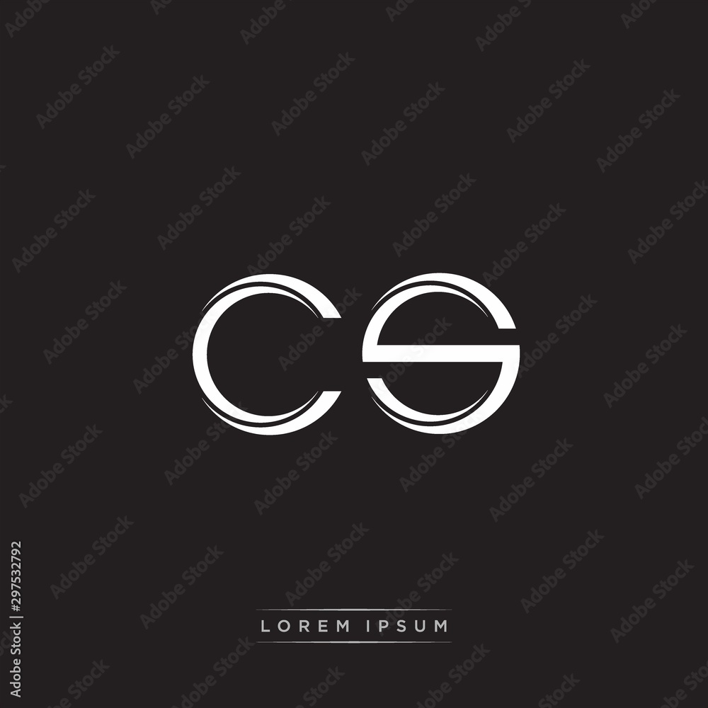 CS Initial Letter Split Lowercase Logo Modern Monogram Template Isolated on Black White - obrazy, fototapety, plakaty 