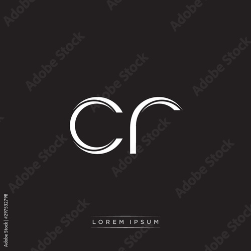 CR Initial Letter Split Lowercase Logo Modern Monogram Template Isolated on Black White