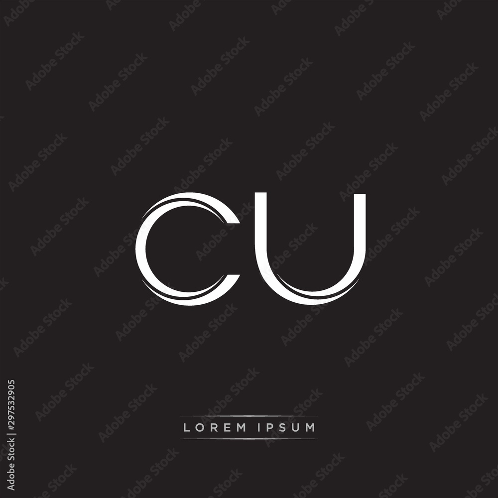 CU Initial Letter Split Lowercase Logo Modern Monogram Template Isolated on Black White CU Initial Letter Split Lowercase Logo Modern Monogram Template Isolated on Black White