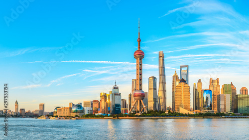 Architectural landscape and city skyline in Shanghai