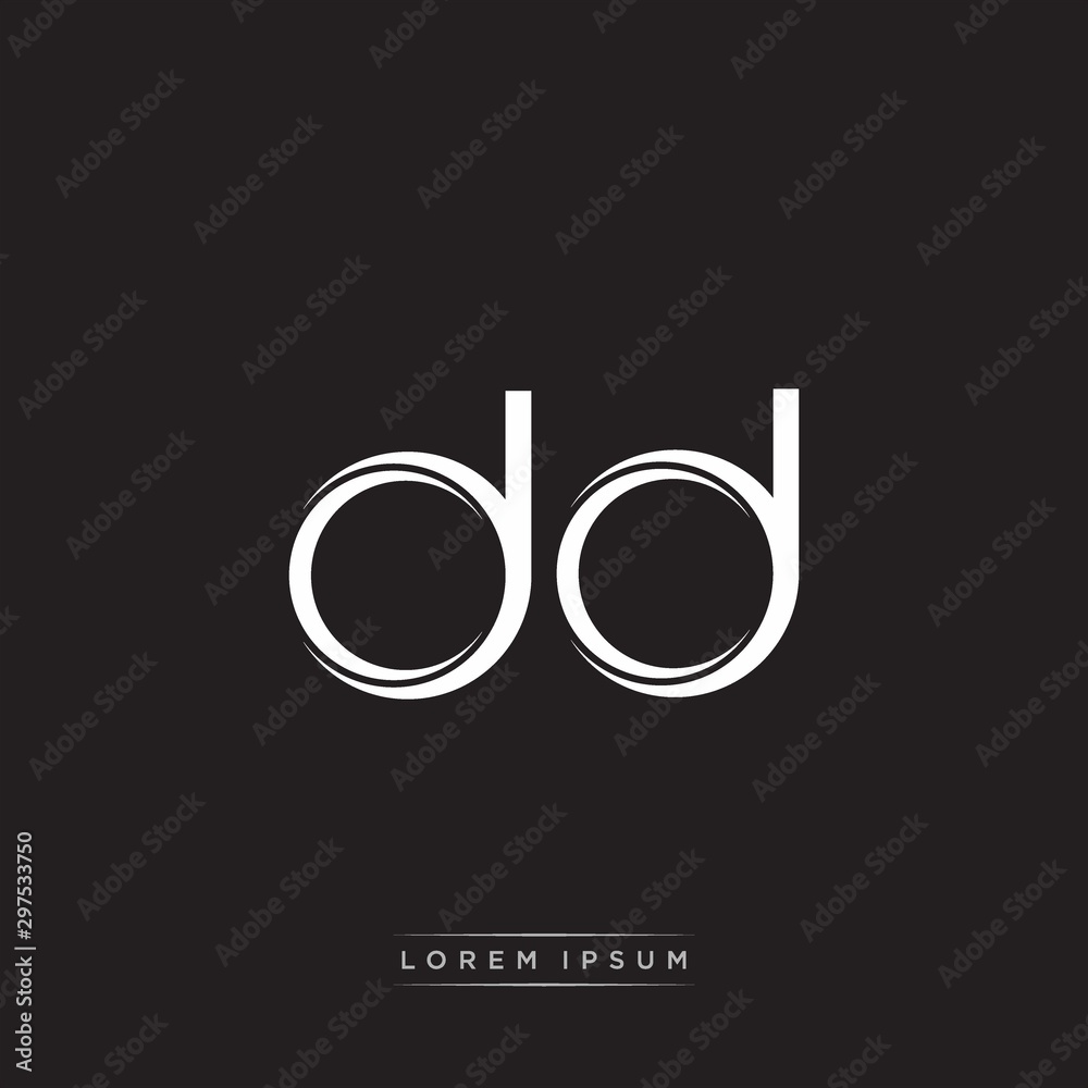 DD Initial Letter Split Lowercase Logo Modern Monogram Template Isolated on Black White