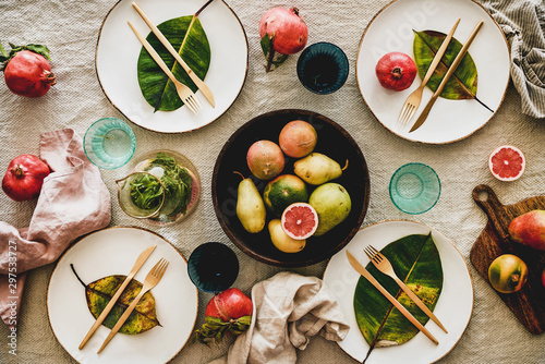 Tableau sur toile Fall or Autumn table setting for holiday dinner