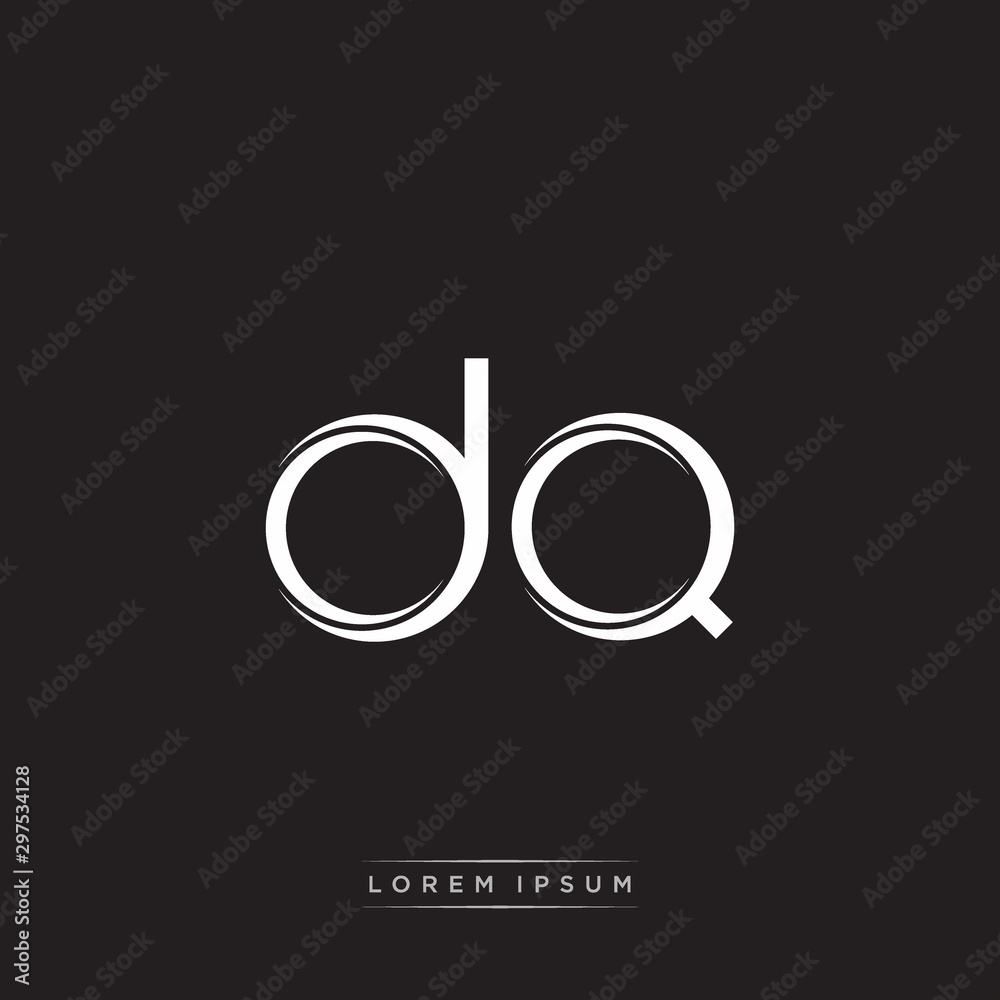 DQ Initial Letter Split Lowercase Logo Modern Monogram Template Isolated on Black White DQ Initial Letter Split Lowercase Logo Modern Monogram Template Isolated on Black White