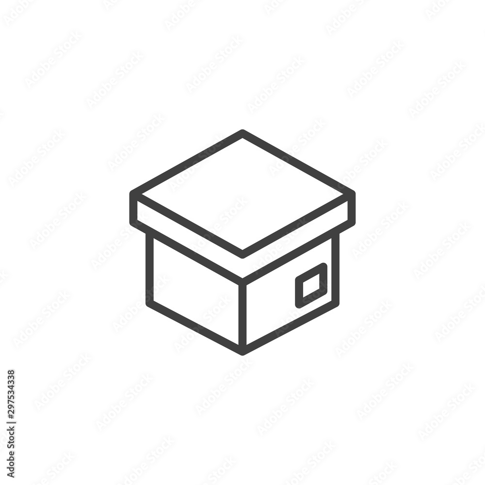 Parcel box packaging line icon. linear style sign for mobile concept and web design. Delivery box, cardboard outline vector icon. Symbol, logo illustration. Vector graphics Parcel box packaging line icon. linear style sign for mobile concept and web design. Delivery box, cardboard outline vector icon. Symbol, logo illustration. Vector graphics