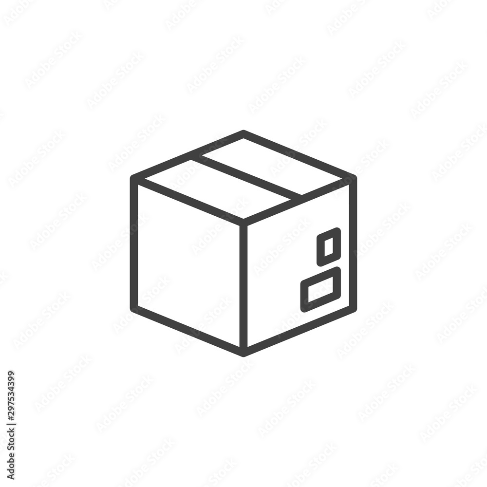 Delivery box, cardboard line icon. linear style sign for mobile concept and web design. Parcel box packaging outline vector icon. Symbol, logo illustration. Vector graphics Delivery box, cardboard line icon. linear style sign for mobile concept and web design. Parcel box packaging outline vector icon. Symbol, logo illustration. Vector graphics