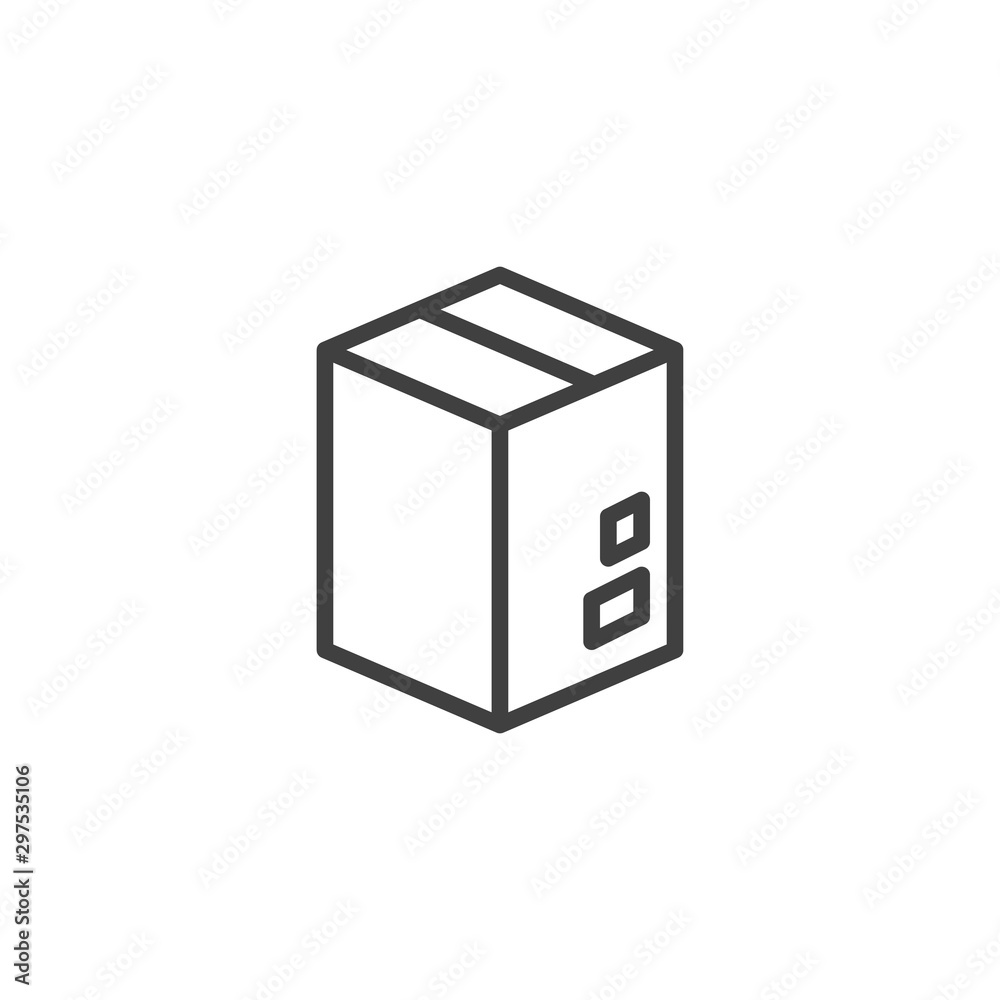 Cardboard box, package line icon. linear style sign for mobile concept and web design. Packaging box outline vector icon. Delivery and logistic symbol, logo illustration. Vector graphics Cardboard box, package line icon. linear style sign for mobile concept and web design. Packaging box outline vector icon. Delivery and logistic symbol, logo illustration. Vector graphics