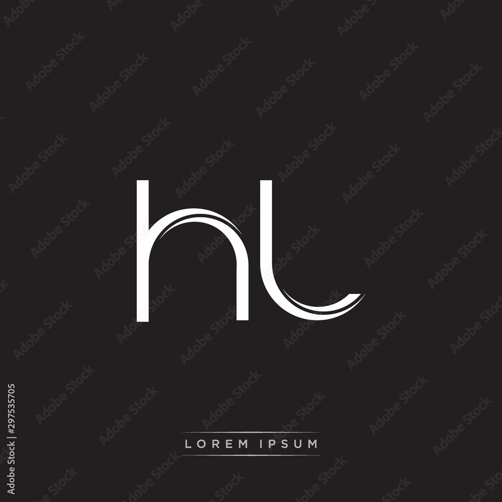 HL Initial Letter Split Lowercase Logo Modern Monogram Template Isolated on Black White HL Initial Letter Split Lowercase Logo Modern Monogram Template Isolated on Black White