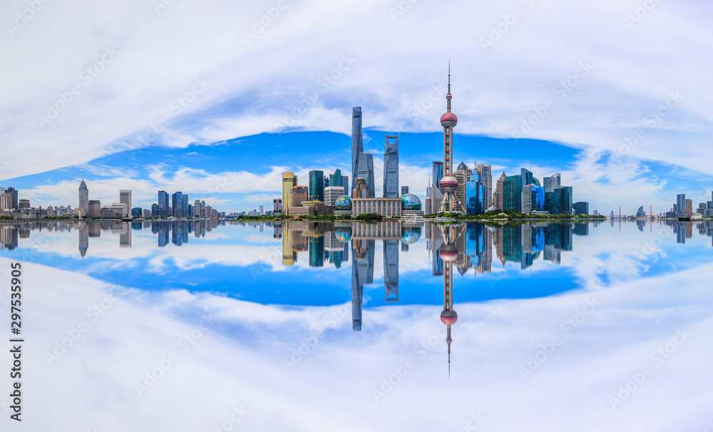 Fototapeta premium Architektoniczny krajobraz i panoramę miasta w Szanghaju