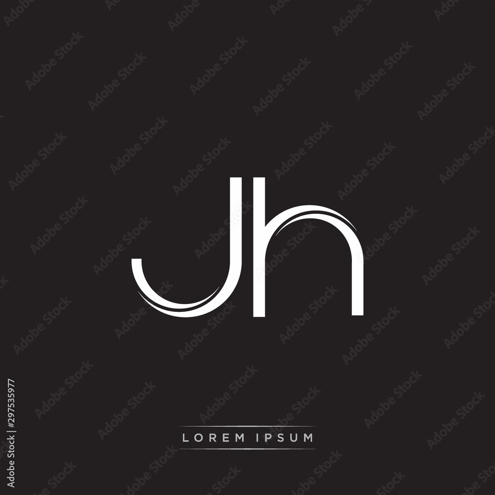 JH Initial Letter Split Lowercase Logo Modern Monogram Template Isolated on Black White