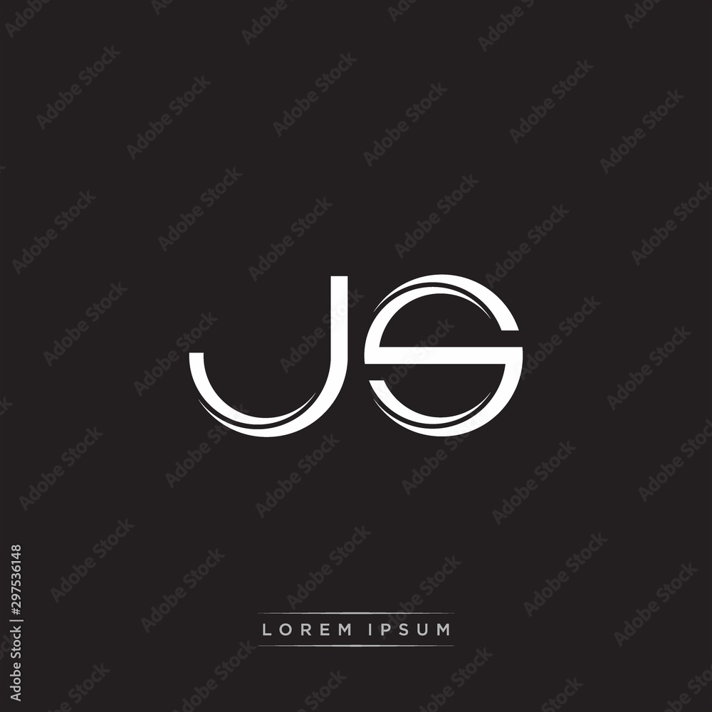 JS Initial Letter Split Lowercase Logo Modern Monogram Template Isolated on Black White JS Initial Letter Split Lowercase Logo Modern Monogram Template Isolated on Black White