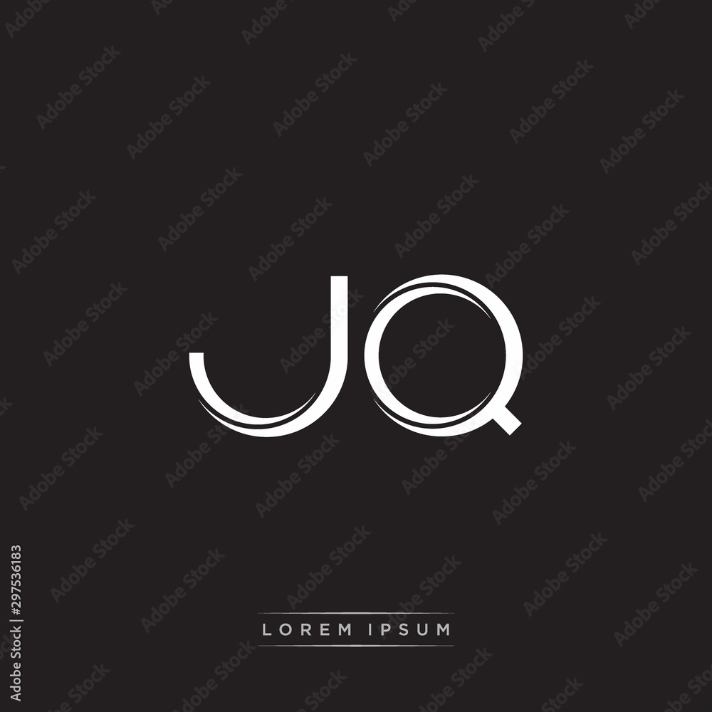 JQ Initial Letter Split Lowercase Logo Modern Monogram Template Isolated on Black White JQ Initial Letter Split Lowercase Logo Modern Monogram Template Isolated on Black White