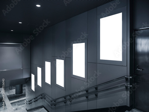 Fototapeta Naklejka Na Ścianę i Meble -  Mock up Banner Media advertising indoor stairs Subway station
