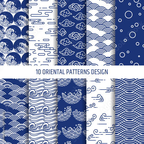 oriental patterns illustration vector set