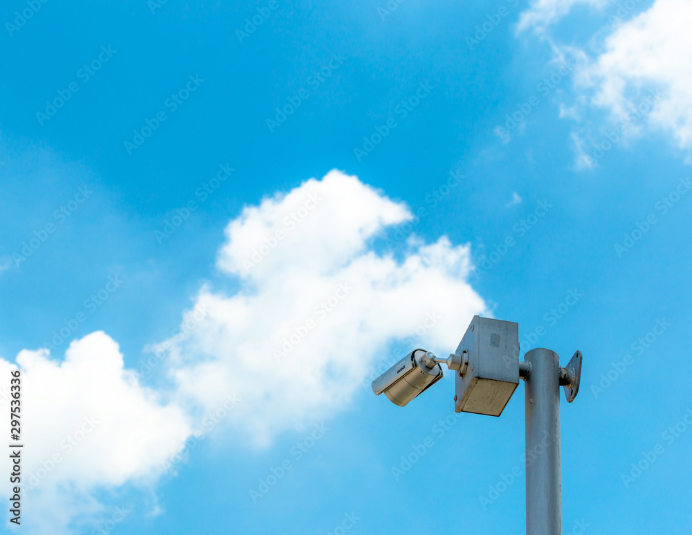 street light on the blue sky