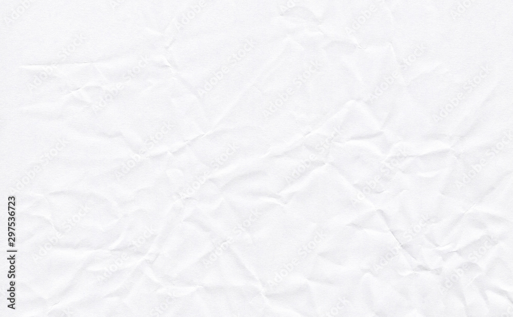 Fototapeta premium Closeup crumpled white paper texture background, texture. White paper sheet board with space for text ,pattern or abstract background..