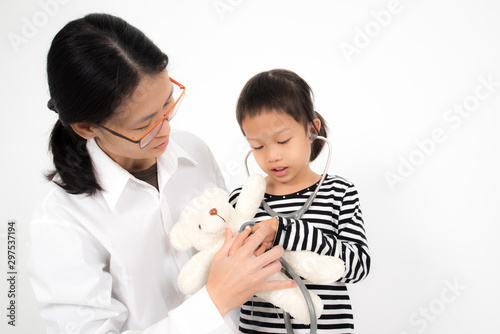 kid girl playing doctor vaccine child