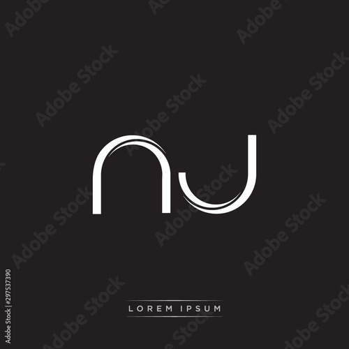 NJ Initial Letter Split Lowercase Logo Modern Monogram Template Isolated on Black White