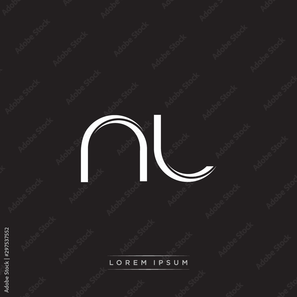 NL Initial Letter Split Lowercase Logo Modern Monogram Template Isolated on Black White NL Initial Letter Split Lowercase Logo Modern Monogram Template Isolated on Black White