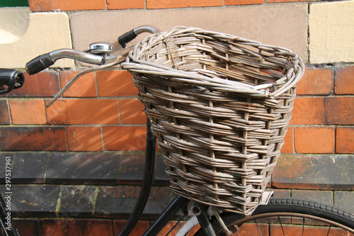 The Wicker Shopping Basket of a Vintage Ladies Bicycle.