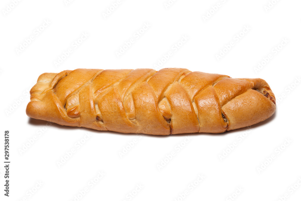 Ruddy fish pie isolated on white background. Ruddy fish pie isolated on white background.