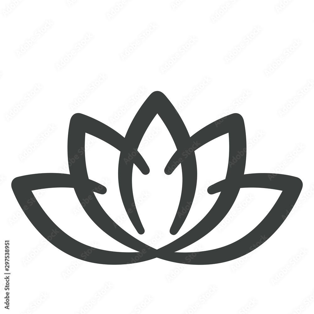 Lotus flower icon with smooth curvy lines, spa treatment corporate image Lotus flower icon with smooth curvy lines, spa treatment corporate image