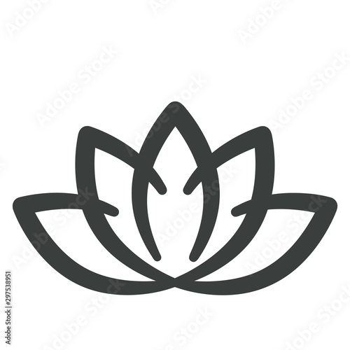 Lotus flower icon with smooth curvy lines, spa treatment corporate image