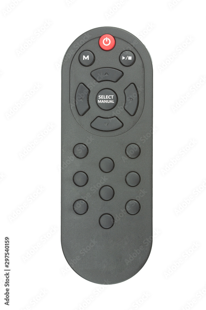 The black remote control isolated on white background with clipping path. The black remote control isolated on white background with clipping path.
