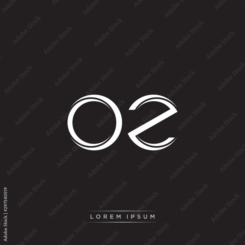 OZ Initial Letter Split Lowercase Logo Modern Monogram Template Isolated on Black White OZ Initial Letter Split Lowercase Logo Modern Monogram Template Isolated on Black White