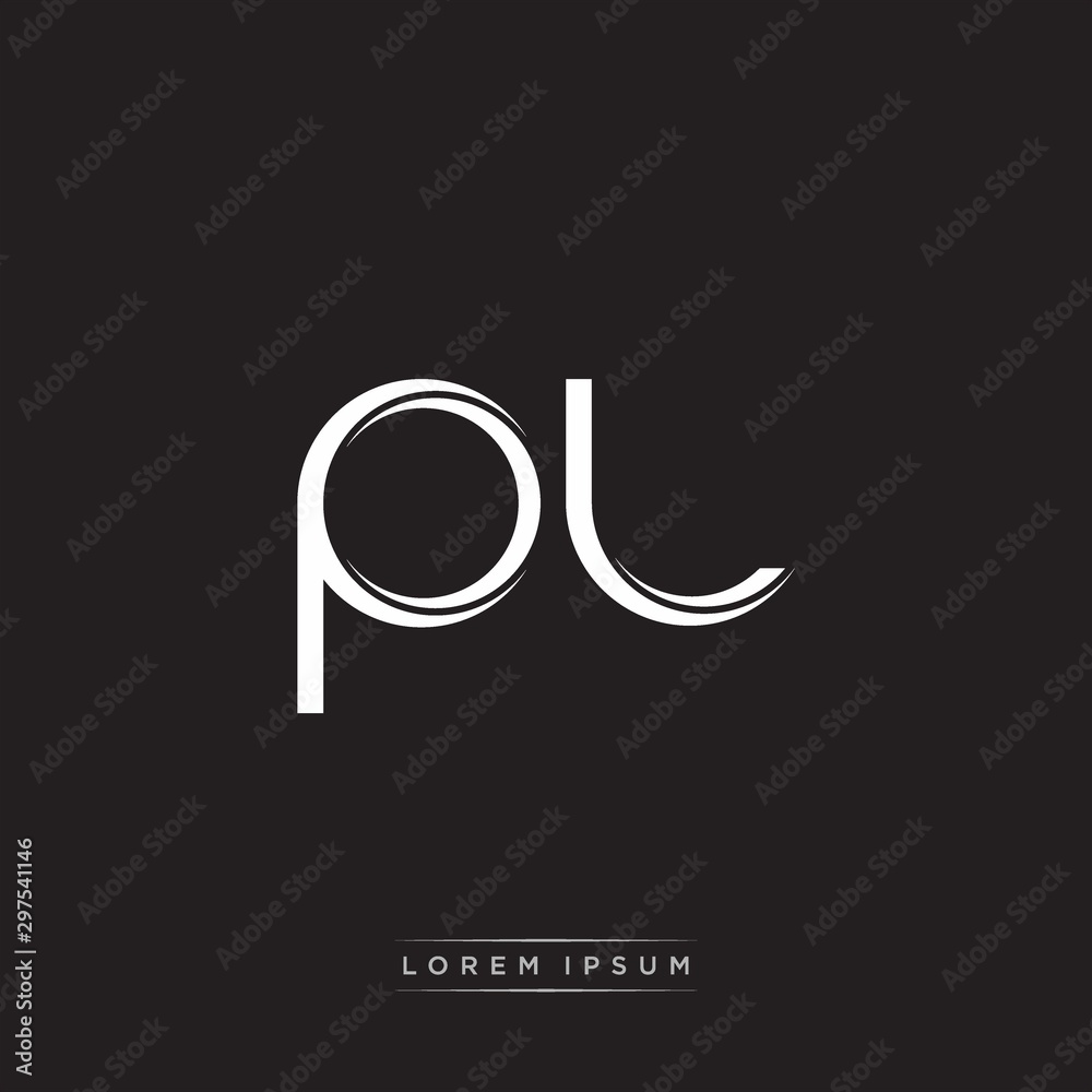 PL Initial Letter Split Lowercase Logo Modern Monogram Template Isolated on Black White PL Initial Letter Split Lowercase Logo Modern Monogram Template Isolated on Black White