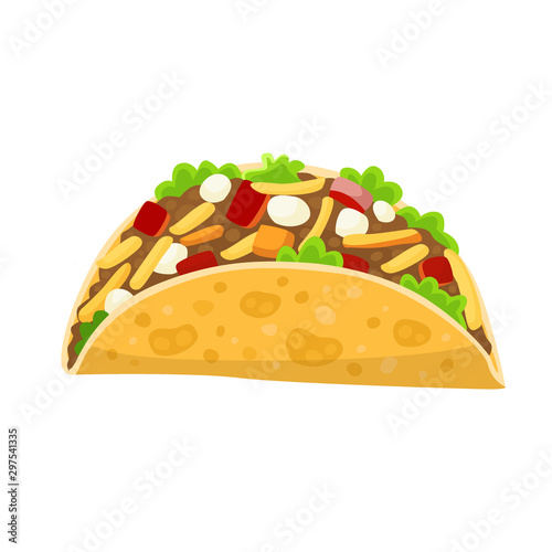 Traditional mexican food - taco  delicious tacos  isolated on white