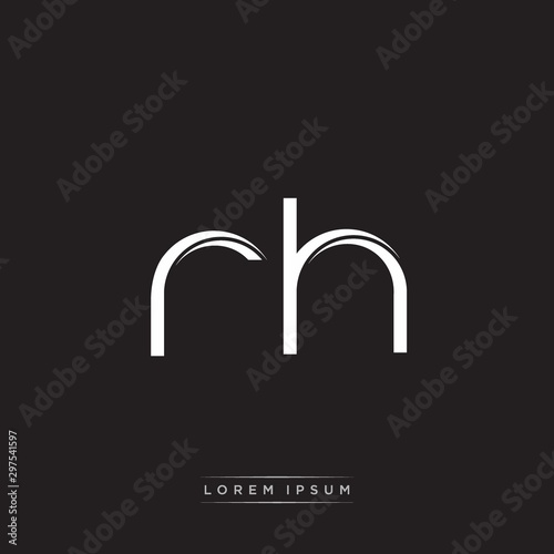 RH Initial Letter Split Lowercase Logo Modern Monogram Template Isolated on Black White photo