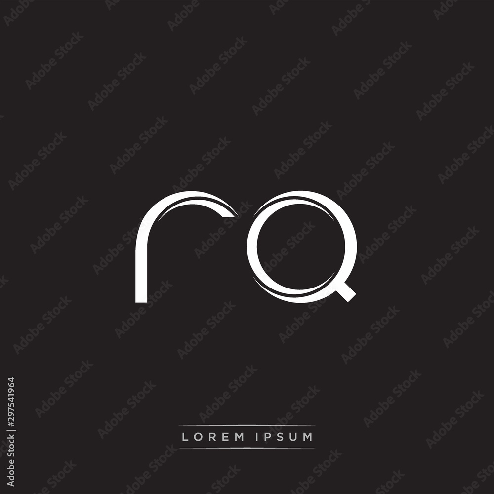 RQ Initial Letter Split Lowercase Logo Modern Monogram Template Isolated on Black White