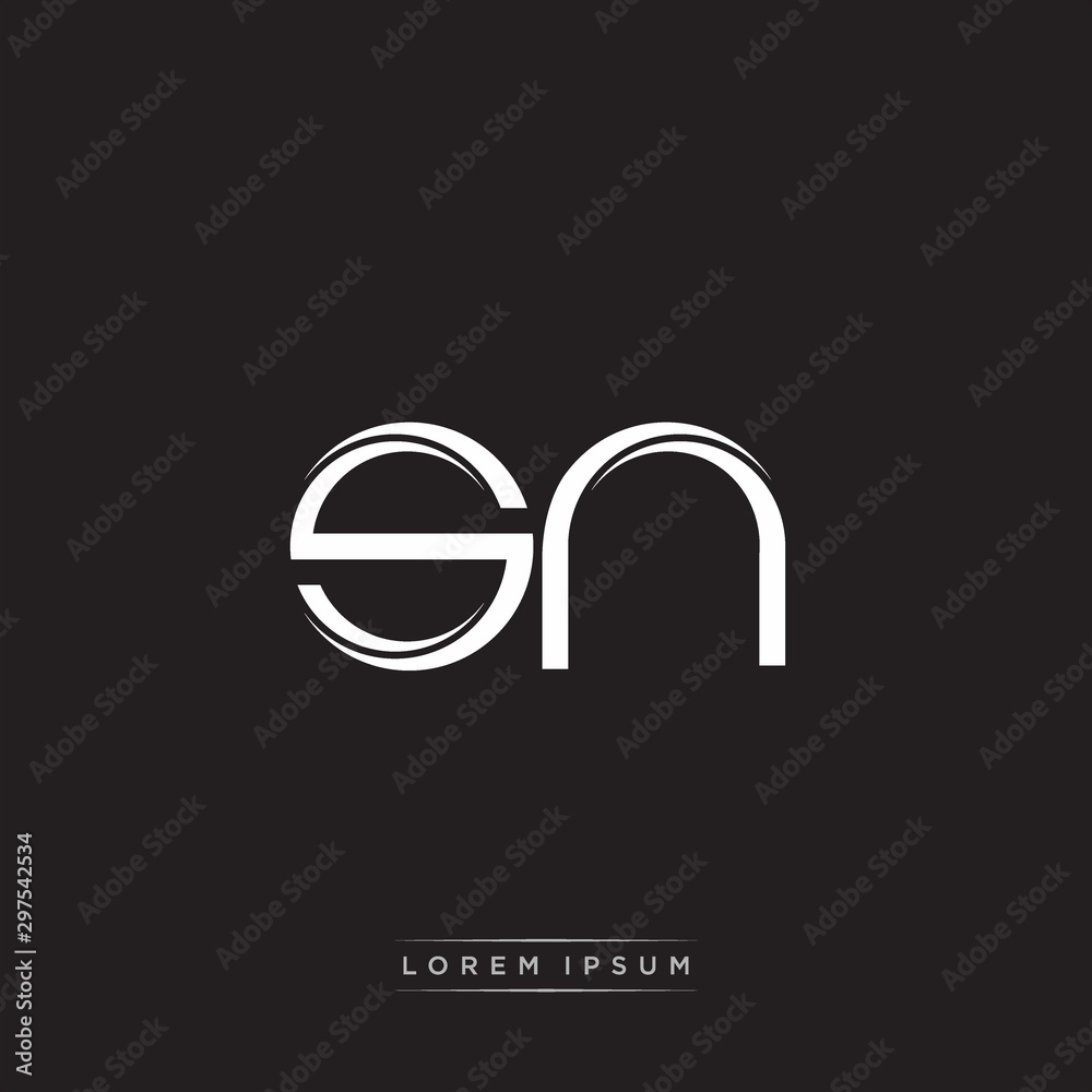 SN Initial Letter Split Lowercase Logo Modern Monogram Template Isolated on Black White SN Initial Letter Split Lowercase Logo Modern Monogram Template Isolated on Black White