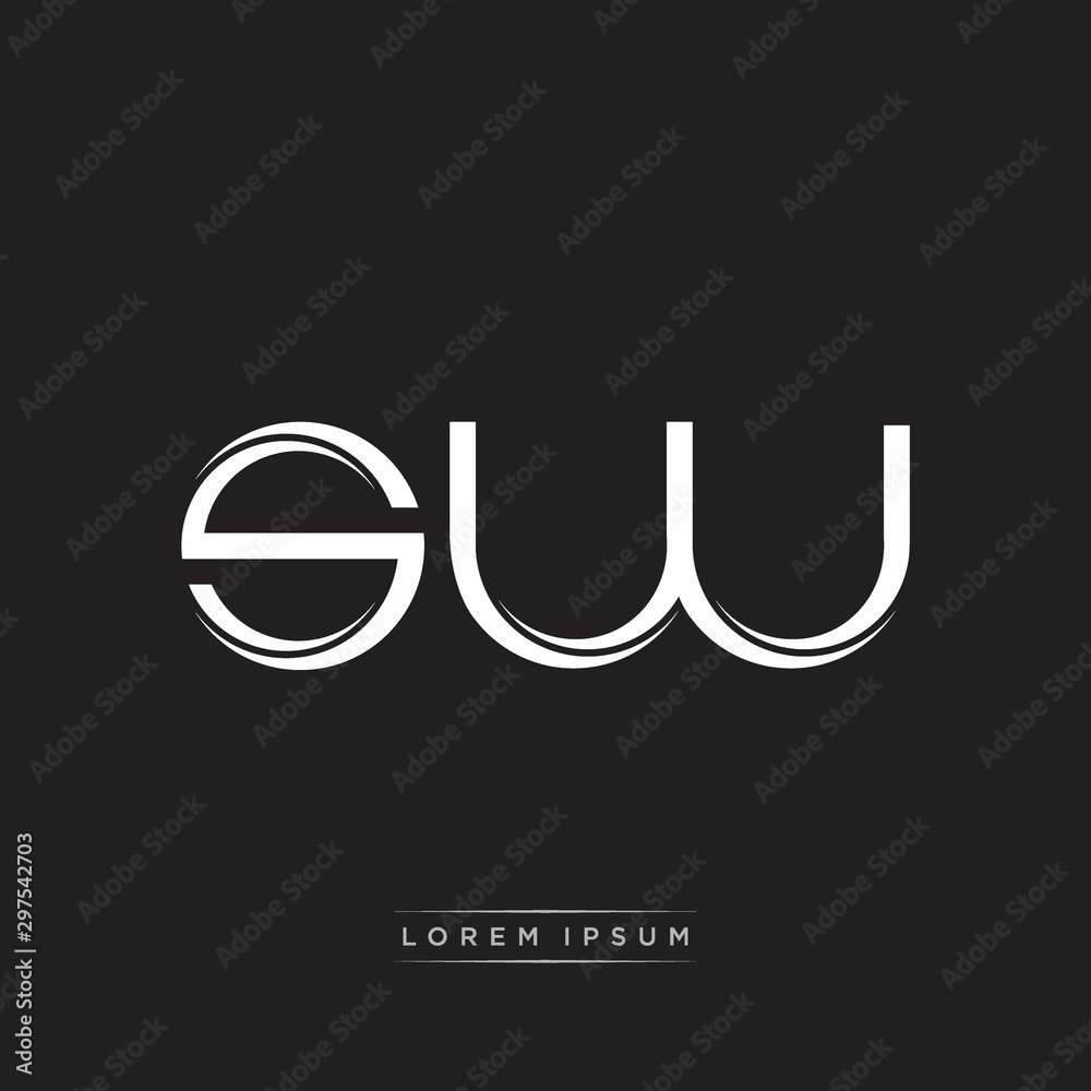 SW Initial Letter Split Lowercase Logo Modern Monogram Template Isolated on Black White SW Initial Letter Split Lowercase Logo Modern Monogram Template Isolated on Black White