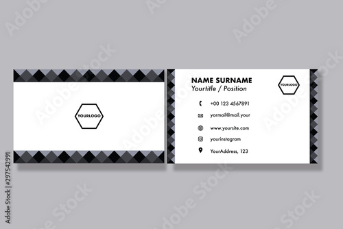 Elegant black rhombus business card template. Easily editable. Vector files. Ai .Eps