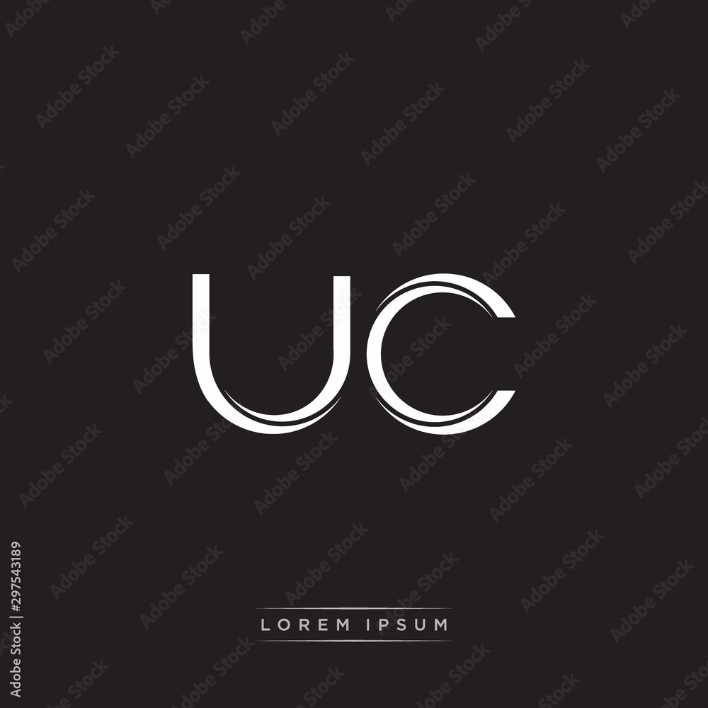 UC Initial Letter Split Lowercase Logo Modern Monogram Template Isolated on Black White
