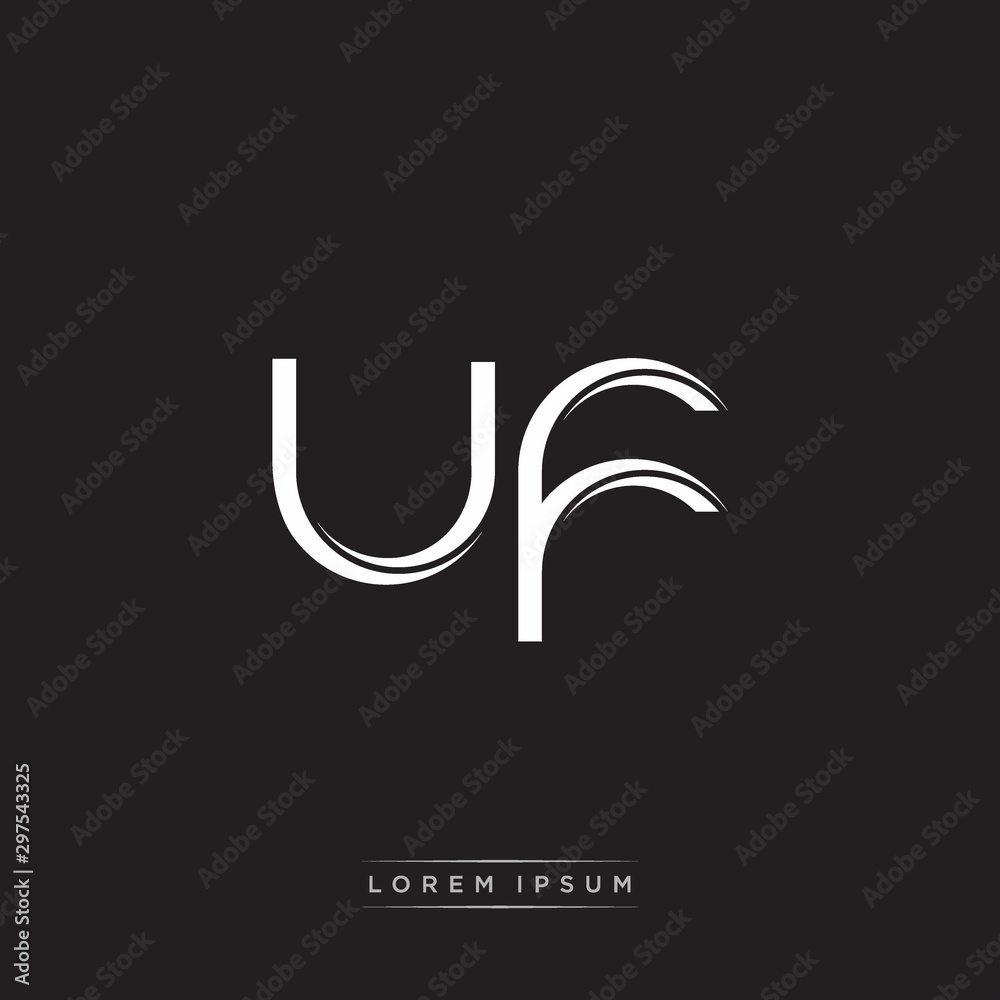 Obraz premium UF Initial Letter Split Lowercase Logo Modern Monogram Template Isolated on Black White