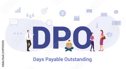 dpo days payable outstanding concept with big word or text and team people with modern flat style - vector photo