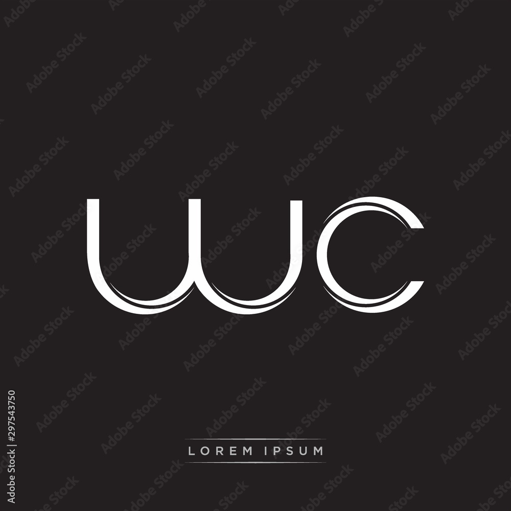 WC Initial Letter Split Lowercase Logo Modern Monogram Template Isolated on Black White WC Initial Letter Split Lowercase Logo Modern Monogram Template Isolated on Black White