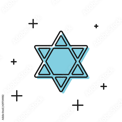 Black Star of David icon isolated on white background. Jewish religion symbol. Symbol of Israel. Vector Illustration