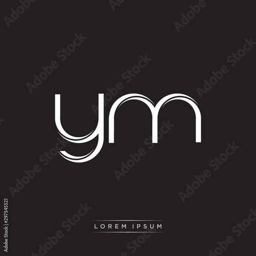 YM Initial Letter Split Lowercase Logo Modern Monogram Template Isolated on Black White