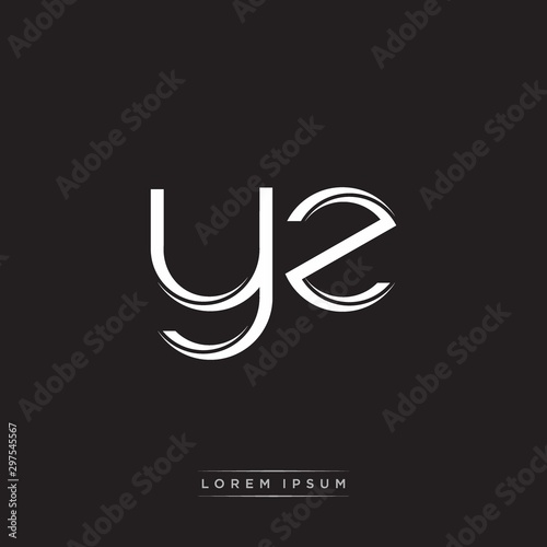 YZ Initial Letter Split Lowercase Logo Modern Monogram Template Isolated on Black White