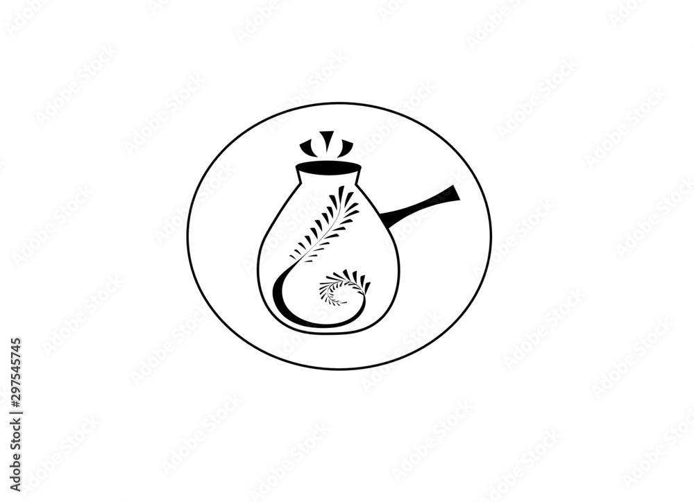 coffee pot , cezve with branch symbol coffee pot , cezve with branch symbol