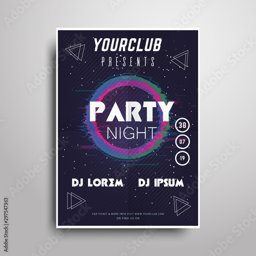 Party poster template.Night party vertical flyer sample