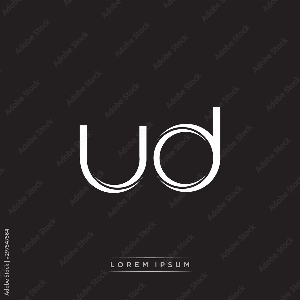 UD Initial Letter Split Lowercase Logo Modern Monogram Template Isolated on Black White UD Initial Letter Split Lowercase Logo Modern Monogram Template Isolated on Black White