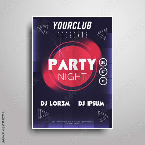 Party poster template.Night party vertical flyer sample
