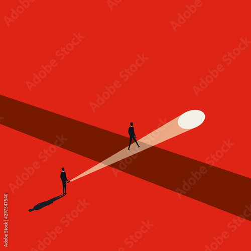 Business help, teamwork and support vector concept. Creative solution and leadership symbol.